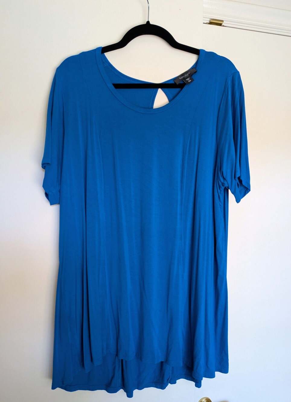 Karen Kane Women's Royal Blue Short Sleeve Keyhole Swing Tunic Top